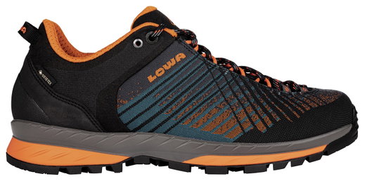 Lowa Wandersschuhe Carezza GTX Low Veloursleder (Trekking, wasserdicht) anthrazitgrau/orange Herren